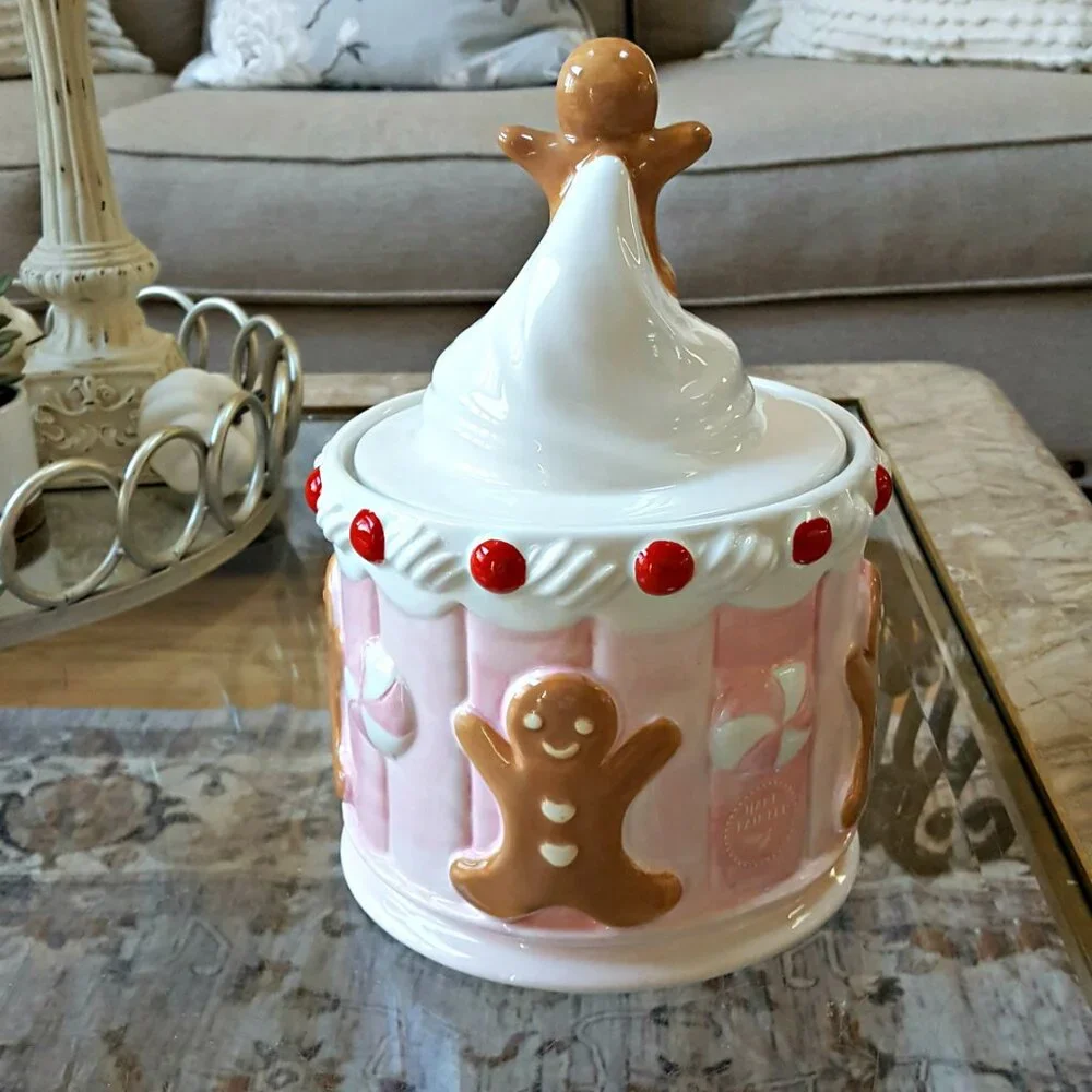 NEW! SHABBY Sweet CHIC GINGERBREAD Man COOKIE JAR